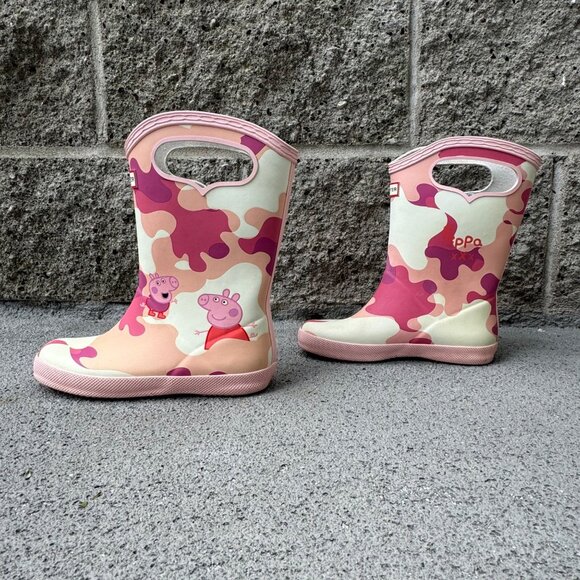HUNTER X PEPPA PIG Rain Boots Girls US 13B/1G EU 31 Pink Pull On Camo Gum Boot - Picture 2 of 12